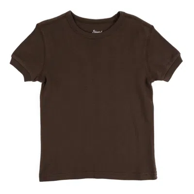 Leveret Kids Short Sleeve T-shirt Neutral Solid Color In Brown