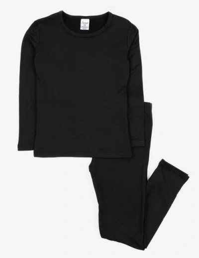 Leveret Kids Solid Thermal Pajamas In Black