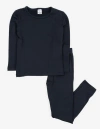 Leveret Kids Solid Thermal Pajamas In Blue