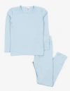 Leveret Kids Solid Thermal Pajamas In Blue