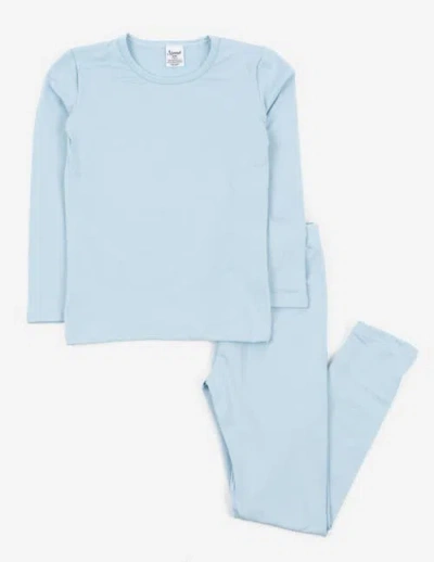 Leveret Kids Solid Thermal Pajamas In Blue