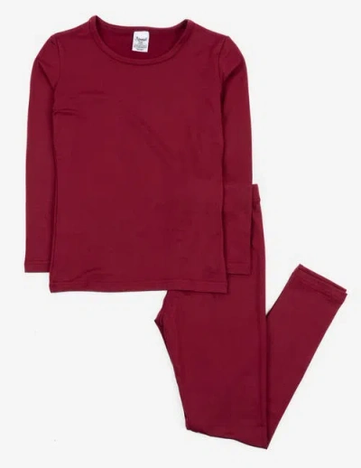 Leveret Kids Solid Thermal Pajamas In Burgundy
