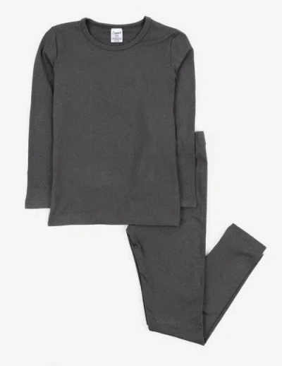 Leveret Kids Solid Thermal Pajamas In Gold