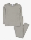 Leveret Kids Solid Thermal Pajamas In Gray