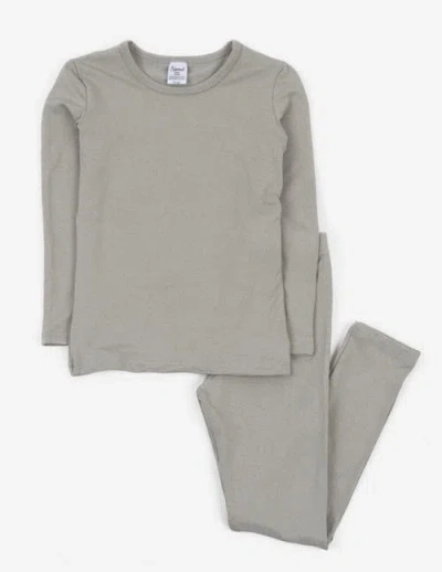 Leveret Kids Solid Thermal Pajamas In Gray