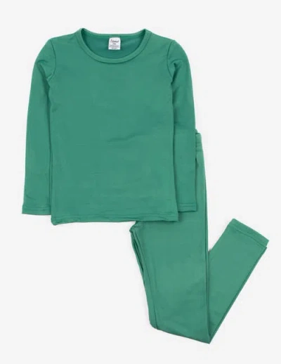 Leveret Kids Solid Thermal Pajamas In Green
