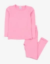 Leveret Kids Solid Thermal Pajamas In Pink