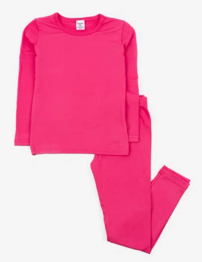 Leveret Kids Solid Thermal Pajamas In Pink