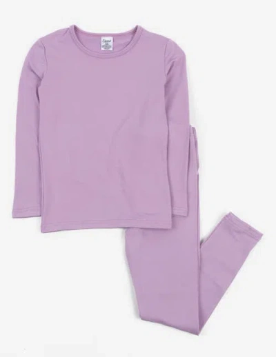 Leveret Kids Solid Thermal Pajamas In Purple