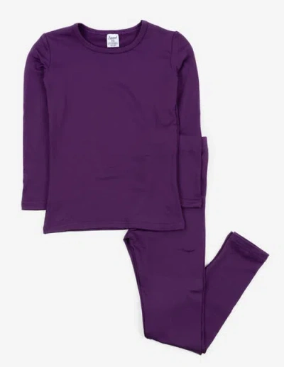 Leveret Kids Solid Thermal Pajamas In Purple