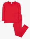 Leveret Kids Solid Thermal Pajamas In Red