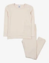 Leveret Kids Solid Thermal Pajamas In Gold