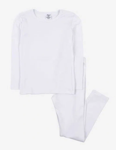 Leveret Kids Solid Thermal Pajamas In White