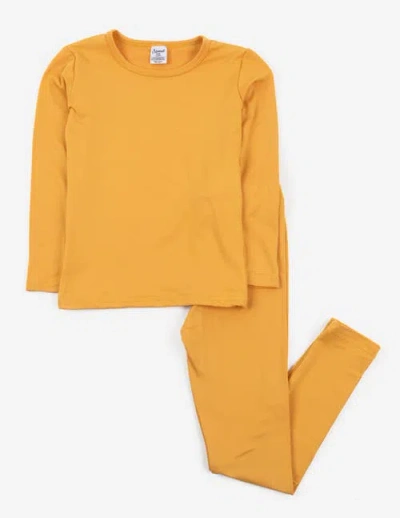 Leveret Kids Solid Thermal Pajamas In Yellow