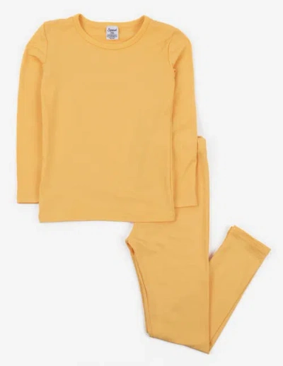 Leveret Kids Solid Thermal Pajamas In Yellow