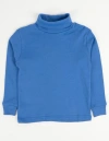 Leveret Kids Turtleneck, 100% Cotton, Solid Colors In Blue