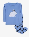 Leveret Kids Two-piece Cotton Easter Matching Family Pajamas, Bunny Prints In Blue