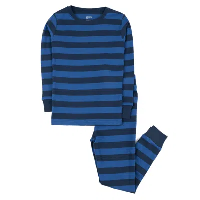 Leveret Kids Two Piece Cotton Pajamas Boys Striped In Blue