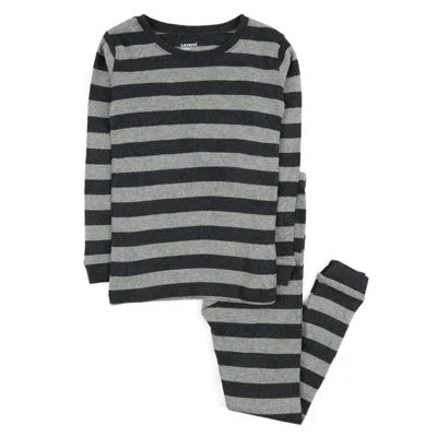 Leveret Kids Two Piece Cotton Pajamas Boys Striped In Grey