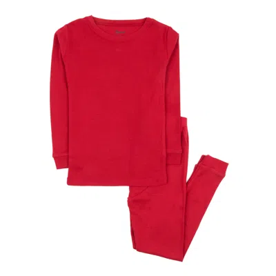 Leveret Kids Two Piece Cotton Pajamas Classic Solid Color In Red