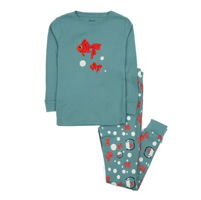 Leveret Kids Two Piece Cotton Pajamas Fish Tank In Multi