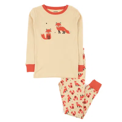 Leveret Kids Two Piece Cotton Pajamas Fox In Multi