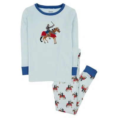 Leveret Kids Two Piece Cotton Pajamas Knights In Multi