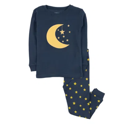 Leveret Kids Two Piece Cotton Pajamas Moon And Stars In Multi