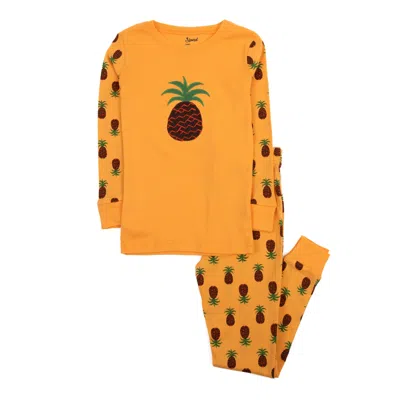 Leveret Kids Two Piece Cotton Pajamas Pineapple In Yellow