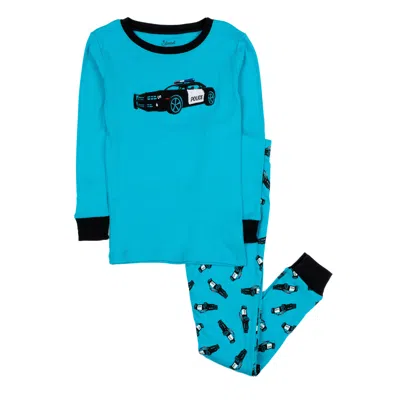 Leveret Kids Two Piece Cotton Pajamas Police Car In Multi