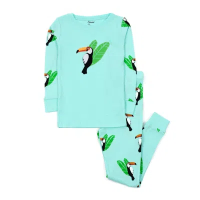 Leveret Kids Two Piece Cotton Pajamas Toucan Bird In Multi
