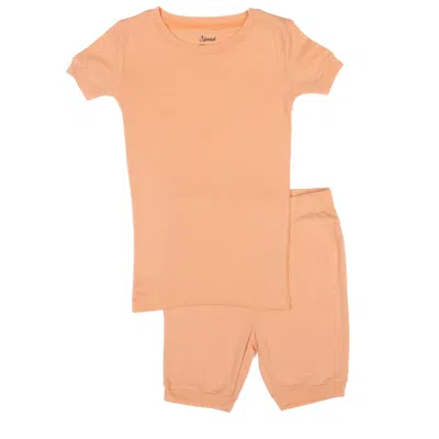 Leveret Kids Two Piece Cotton Short Pajamas Boho Solid Color In Pink