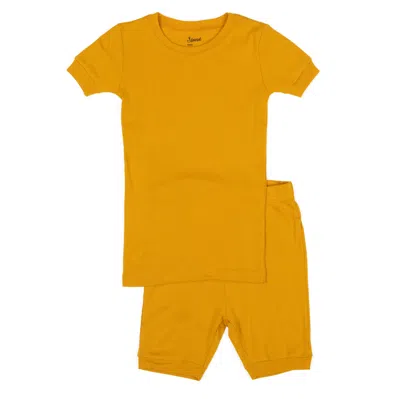 Leveret Kids Two Piece Cotton Short Pajamas Boho Solid Color In Yellow