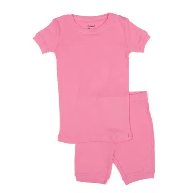 Leveret Kids Two Piece Cotton Short Pajamas Classic Solid Color In Pink