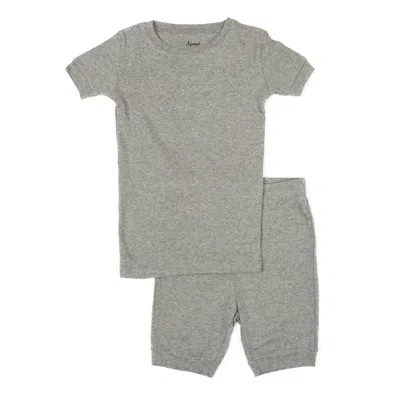 Leveret Kids Two Piece Cotton Short Pajamas Neutral Solid Color In Gray