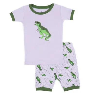 Leveret Kids Two Piece Cotton Short Pajamas Pink Trex