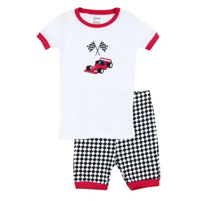 Leveret Kids Two Piece Cotton Short Pajamas Racing Car In Multi