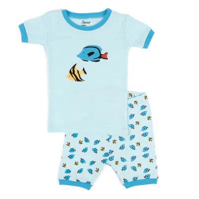 Leveret Kids Two Piece Cotton Short Pajamas Tropical Fish In Orange