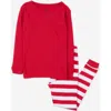 Leveret Kids Two-piece Striped Cotton Matching Family Holiday Pajamas In Red