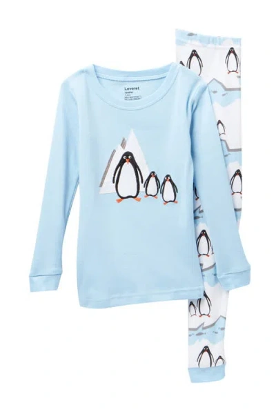 Leveret Kids Two-piece Cotton Matching Family Holiday Pajamas, Argyles & Holiday Prints In Blue