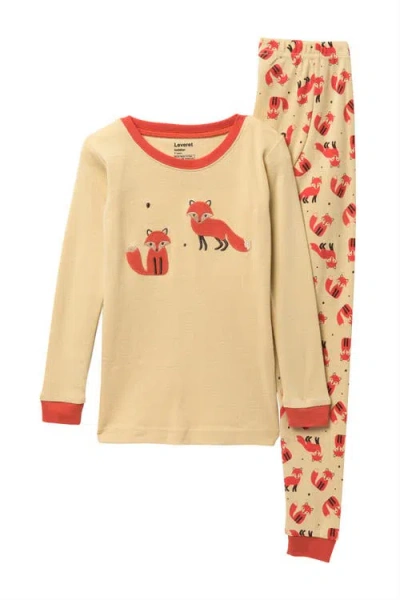Leveret Kids'  Two-piece Cotton Printed Matching Family Pajamas, Animal Friends In Neutral