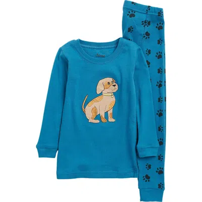 Leveret Kids Two-piece Cotton Printed Matching Family Pajamas, Coordinated Prints In Blue