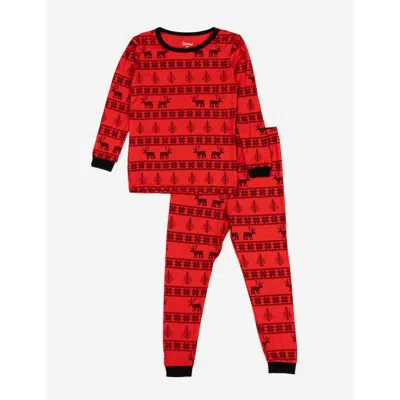 Leveret Kids Viscose Matching Family Holiday Pajamas, Reindeer & Polar Bear Prints In Multi