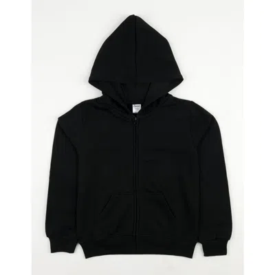 Leveret Kids Zip-up Hoodie, 100% Cotton, Solid Colors In Black