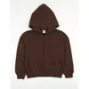 Leveret Kids Zip-up Hoodie, 100% Cotton, Solid Colors In Brown
