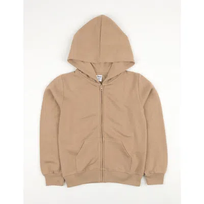 Leveret Kids Zip-up Hoodie, 100% Cotton, Solid Colors In Nude