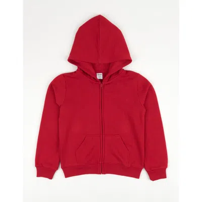 Leveret Kids Zip-up Hoodie, 100% Cotton, Solid Colors In Red