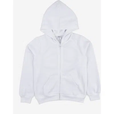 Leveret Kids Zip-up Hoodie, 100% Cotton, Solid Colors In White