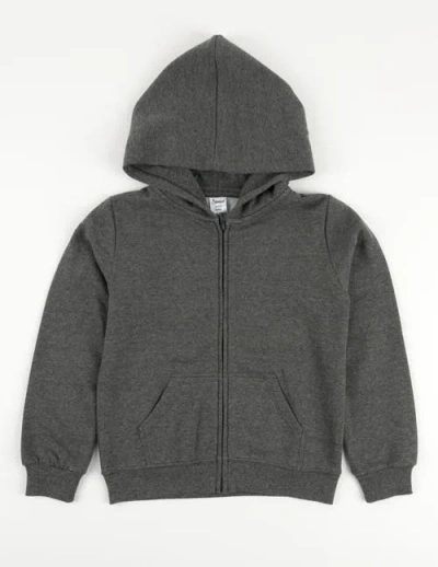 Leveret Kids Zip-up Hoodie, 100% Cotton, Solid Colors In Gray
