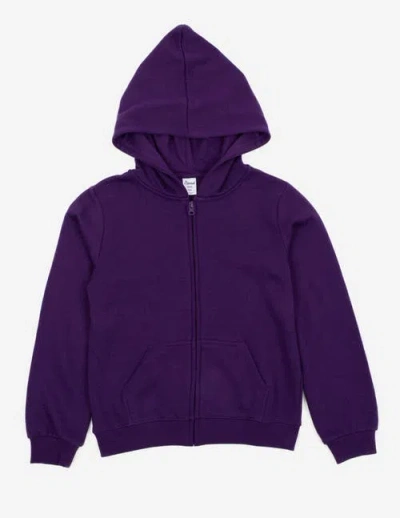 Leveret Kids Zip-up Sweatshirt Hoodie, Cotton Blend, Solid Colors In Purple
